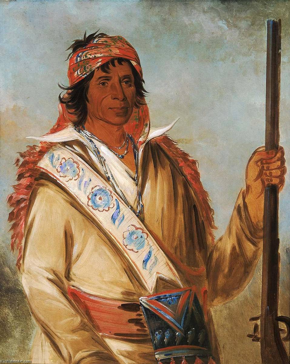 Order Oil Painting Replica Steeh tcha kó me co, Great King (called Ben Perryman), a Chief, 1834 by George Catlin (1796-1872, United States) | ArtsDot.com