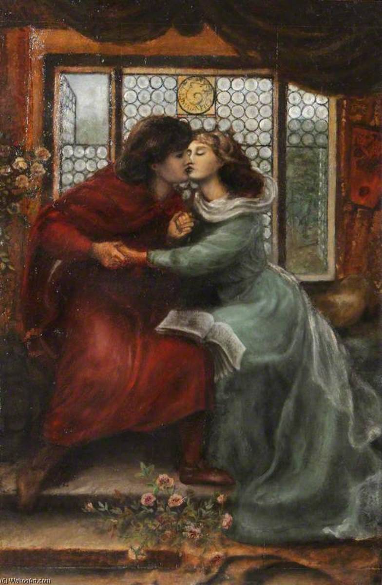 Order Paintings Reproductions The Theodore Watts Dunton Folding Press Bed Paolo and Francesca da Rimini (after Dante Gabriel Rossetti), 1898 by Henry Treffry Dunn (1838-1899) | ArtsDot.com