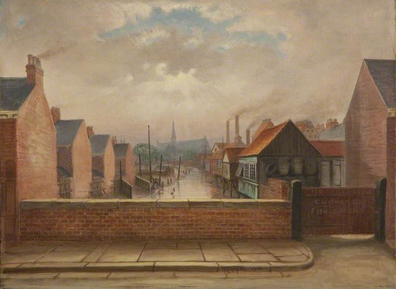 Order Oil Painting Replica The Old Boundary Mark, Oxford Street and Albert Street, Grimsby, Lincolnshire, 1936 by William Richard Bunting (1866-1951) | ArtsDot.com