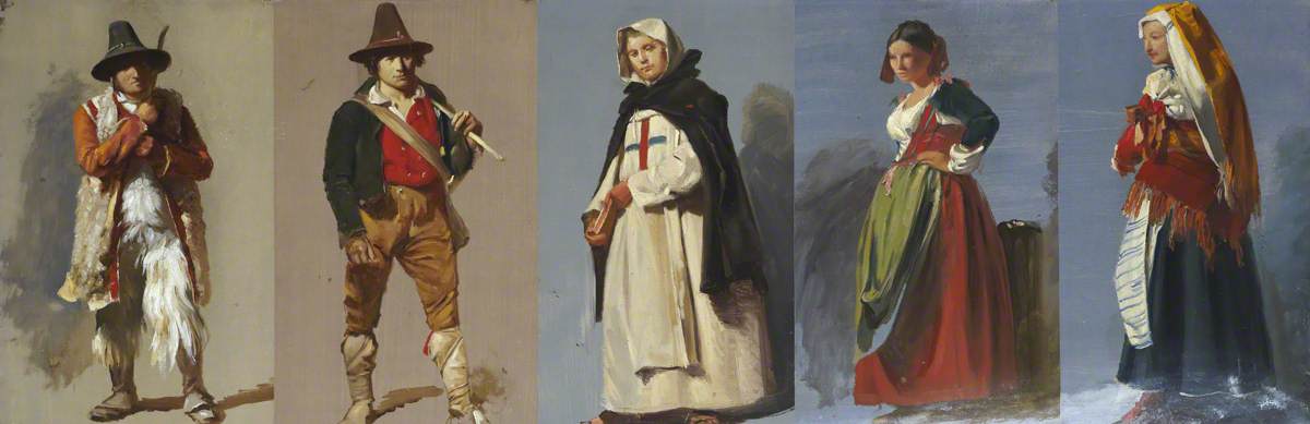 Order Artwork Replica Five Studies of Italian Figures, 1850 by Thomas Stuart Smith (1815-1869) | ArtsDot.com