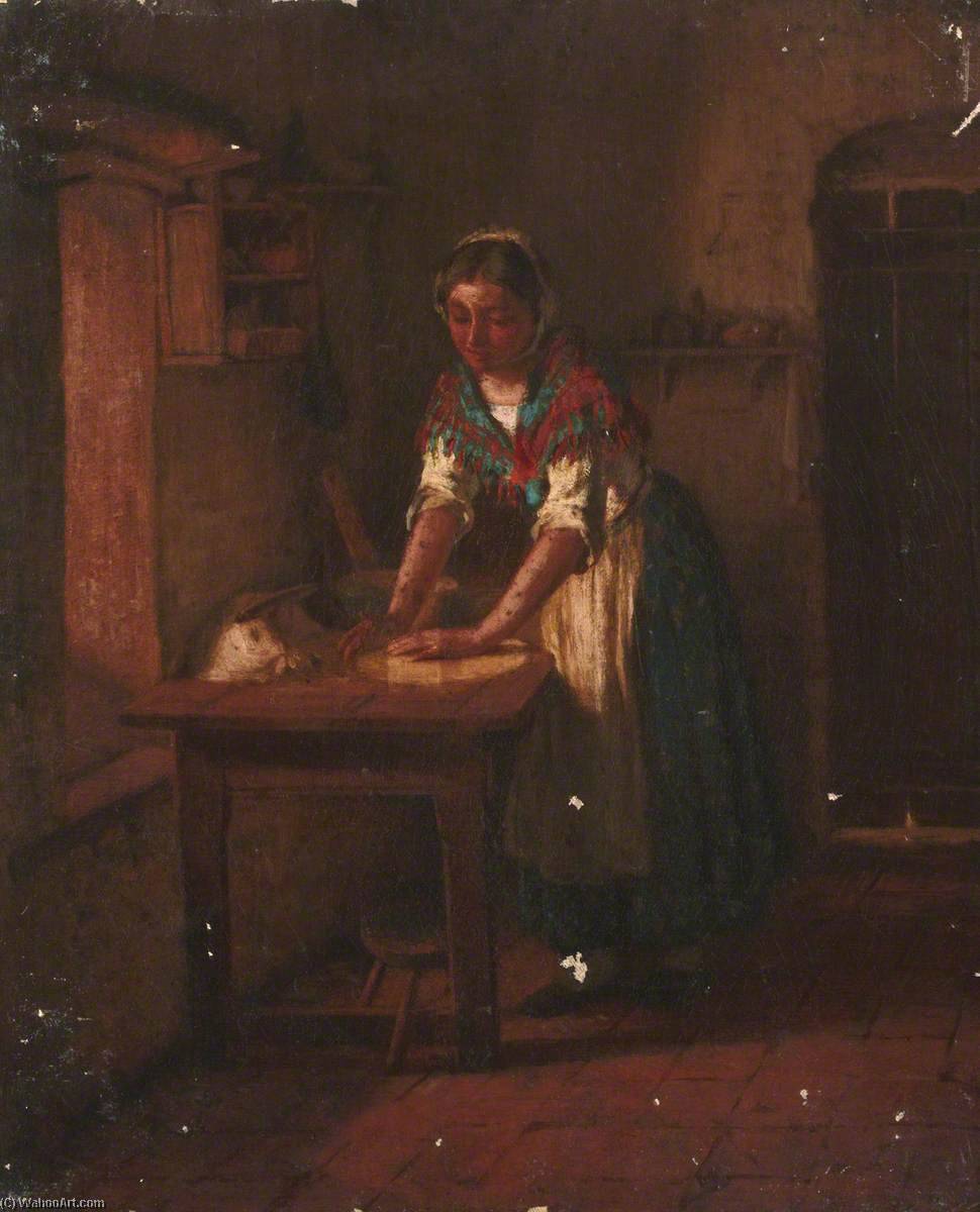 Order Oil Painting Replica Woman Kneading Dough by Thomas Stuart Smith (1815-1869) | ArtsDot.com