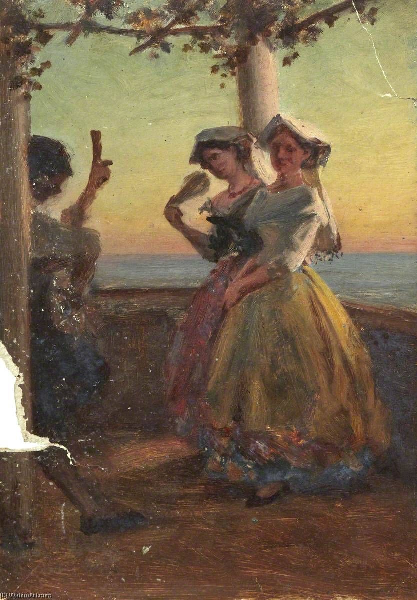 Buy Museum Art Reproductions Two Women on a Porch by Thomas Stuart Smith (1815-1869) | ArtsDot.com