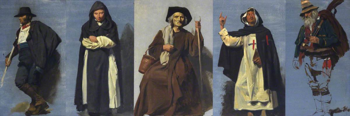 Order Artwork Replica Five Studies of Italian Figures by Thomas Stuart Smith (1815-1869) | ArtsDot.com