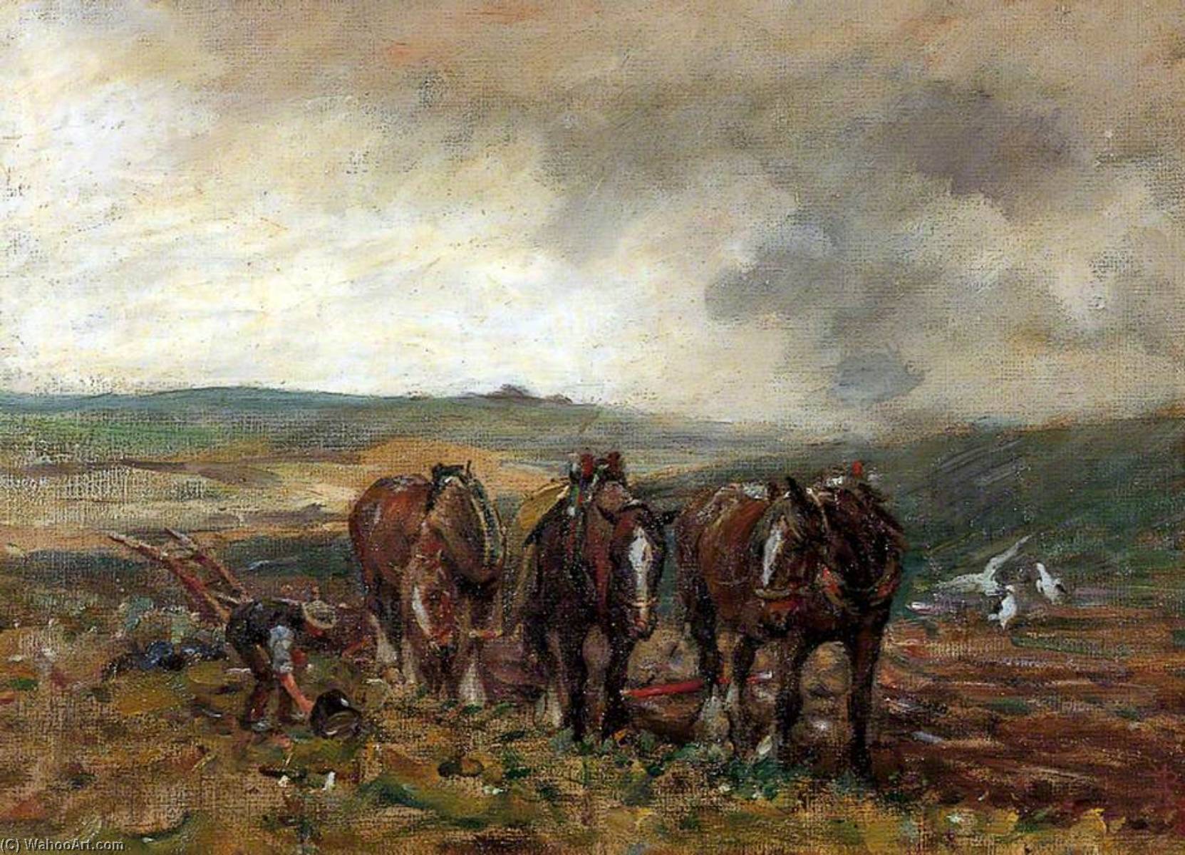 Order Art Reproductions Spring Ploughing, 1920 by Nathaniel Hughes John Baird (1865-1936) | ArtsDot.com