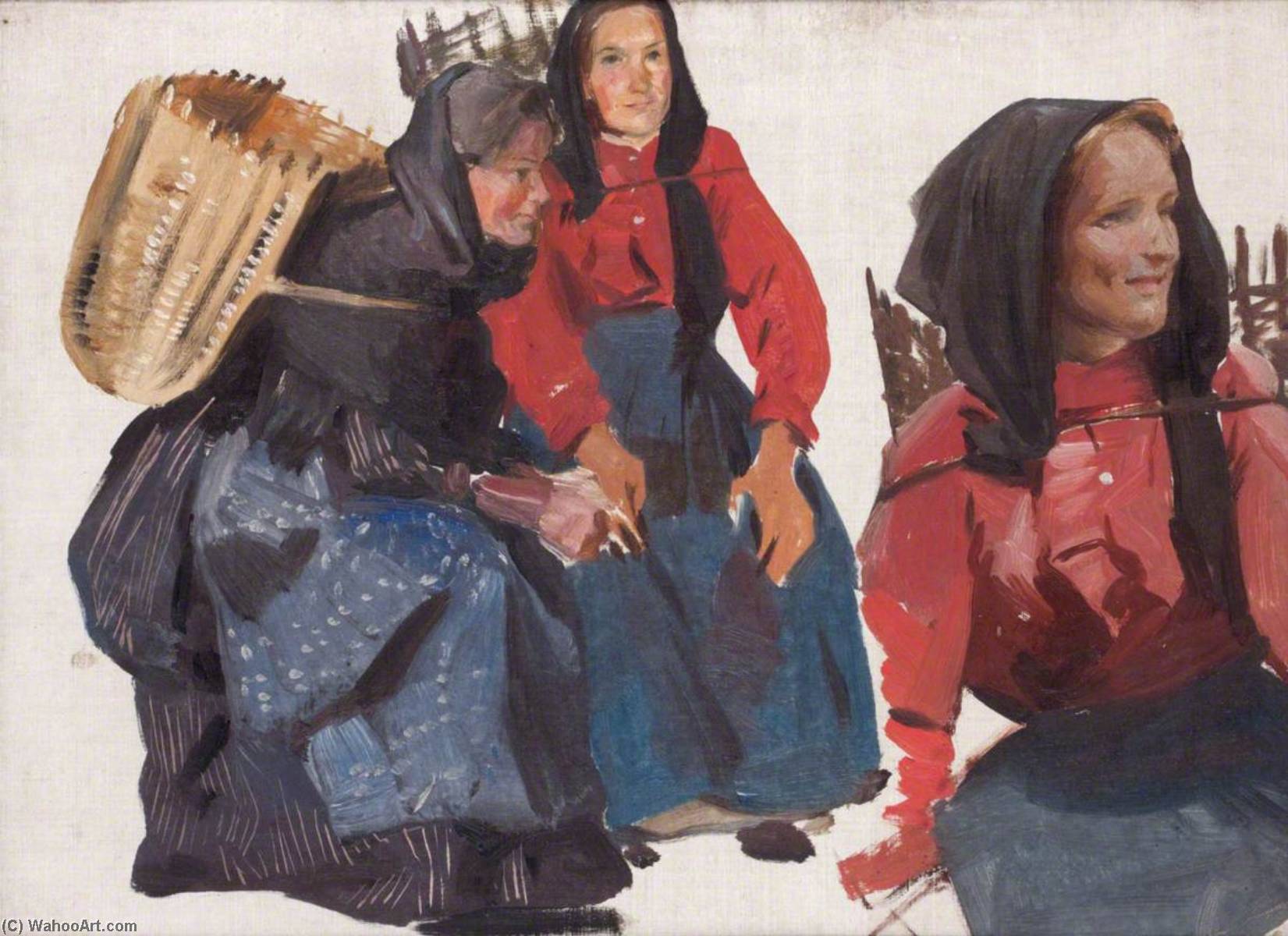 Order Paintings Reproductions Fisherwomen at Portsoy by George Murray (1875-1933) | ArtsDot.com