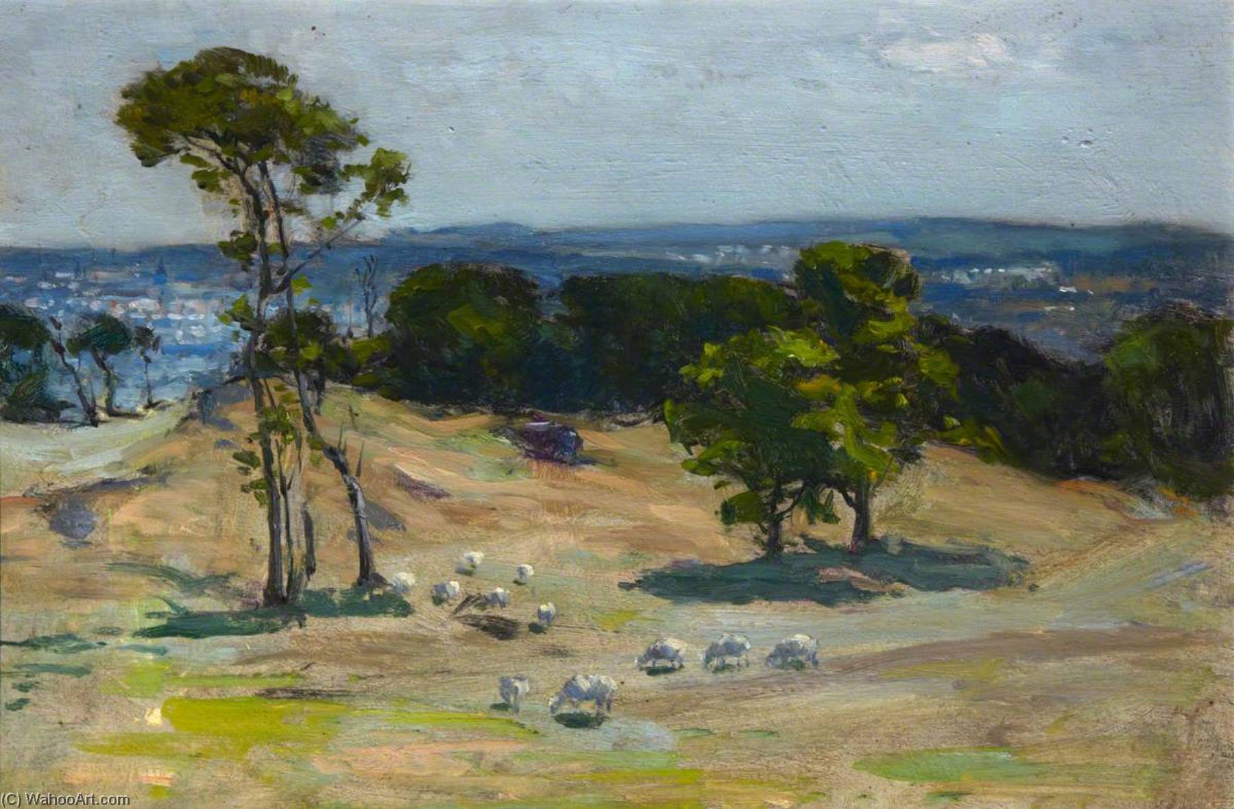 Order Paintings Reproductions Edinburgh from Corstorphine Hill by John Campbell Mitchell (1861-1922) | ArtsDot.com