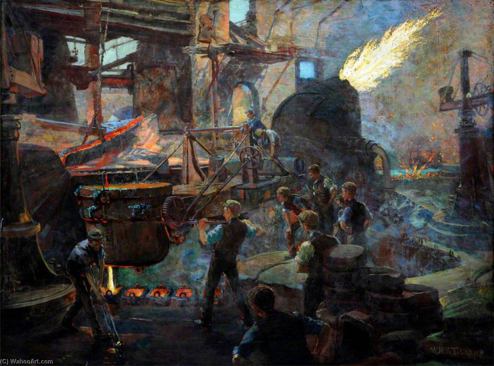 Order Paintings Reproductions The Wealth of England, the Bessemer Process of Making Steel, 1895 by William Holt Yates Titcomb (1858-1930) | ArtsDot.com
