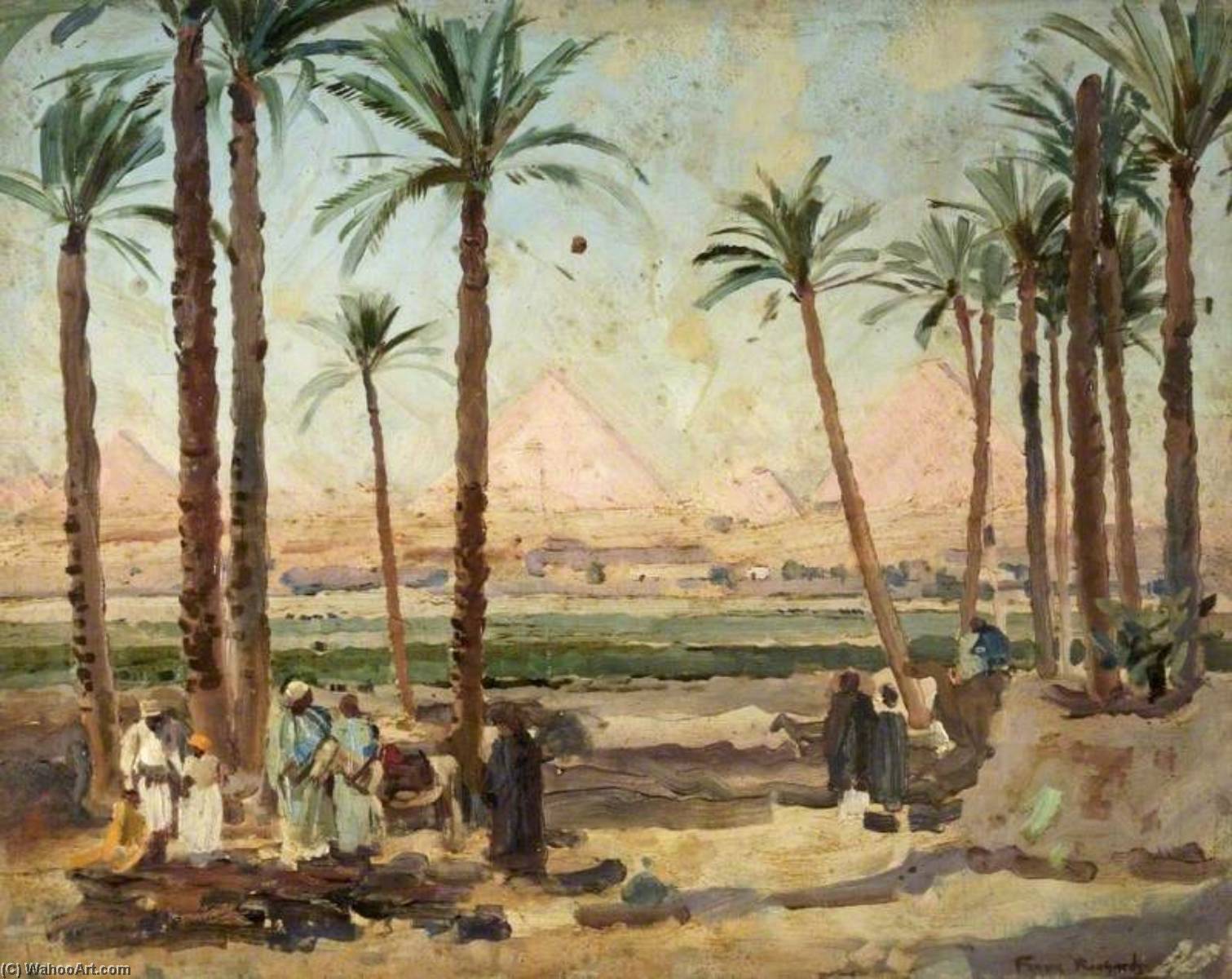 Order Paintings Reproductions Egyptian Pyramids by Frank Richards (1863-1925) | ArtsDot.com
