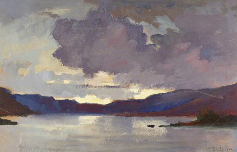Order Paintings Reproductions Sunset over Loch Choire, Sutherland, Scotland, 1926 by Edmond Brock (1882-1952) | ArtsDot.com