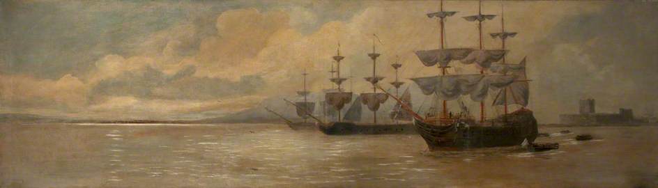 顺序 藝術再現 Belfast在François Thurot的路障,1760, 1908 通过 Joseph W Carey (1859-1937) | ArtsDot.com