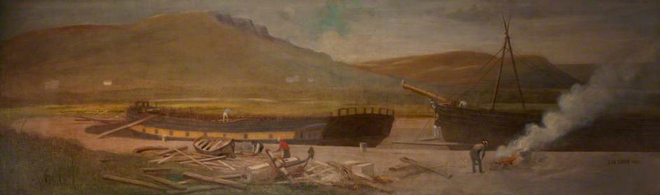 Comprar Reproducciones De Arte Del Museo Origen de la construcción naval en Belfast, muelle de Ritchie, 1903 de Joseph W Carey (1859-1937) | ArtsDot.com