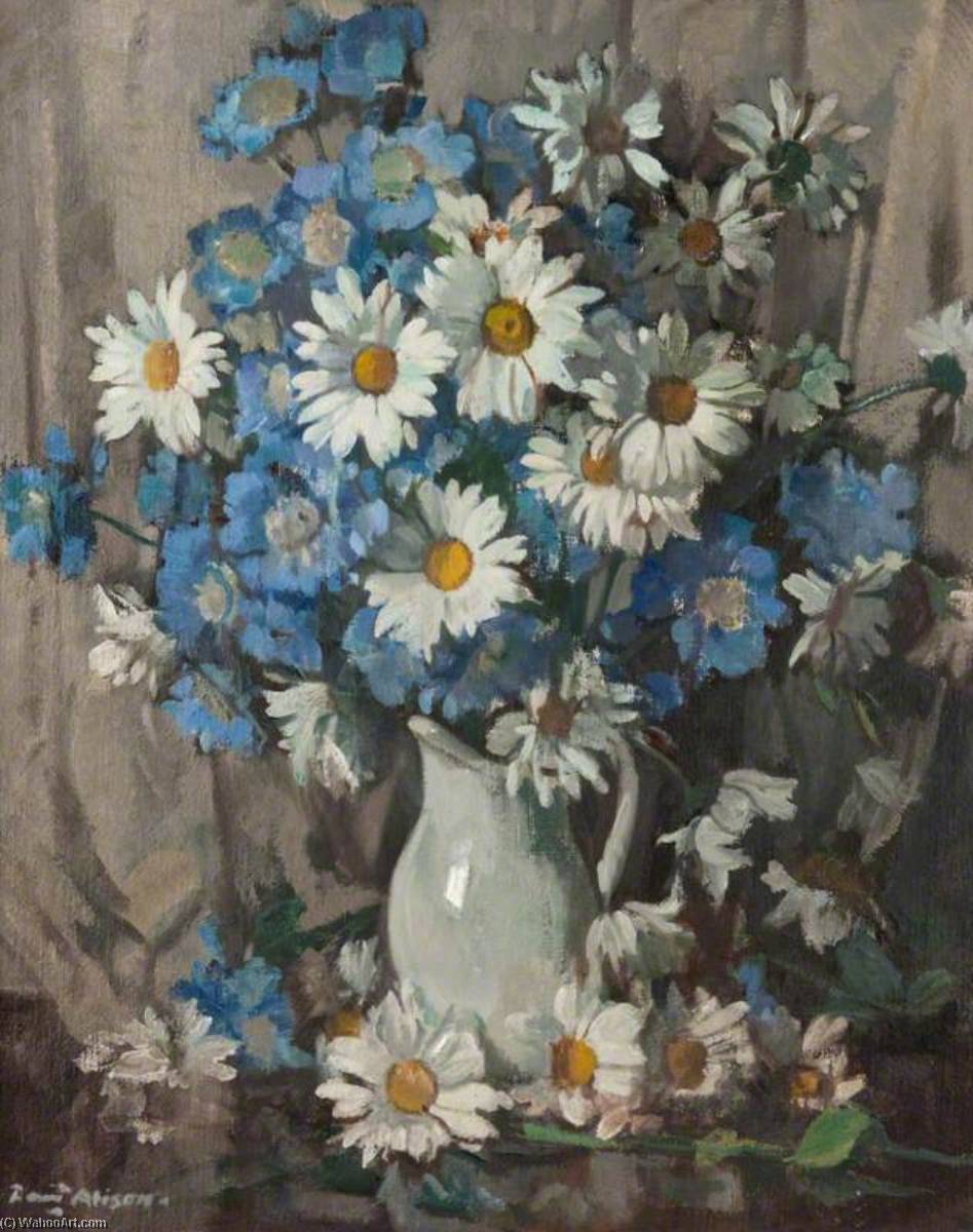 Get Art Reproductions Blue and White Flowers by David Alison (Inspired By) (1882-1955) | ArtsDot.com