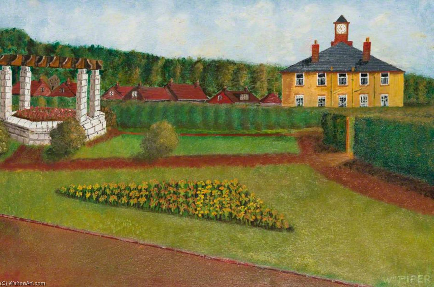 Order Paintings Reproductions Miners` Welfare Park and Fountain, Kilsyth, 1950 by William Piper (1774-1852) | ArtsDot.com