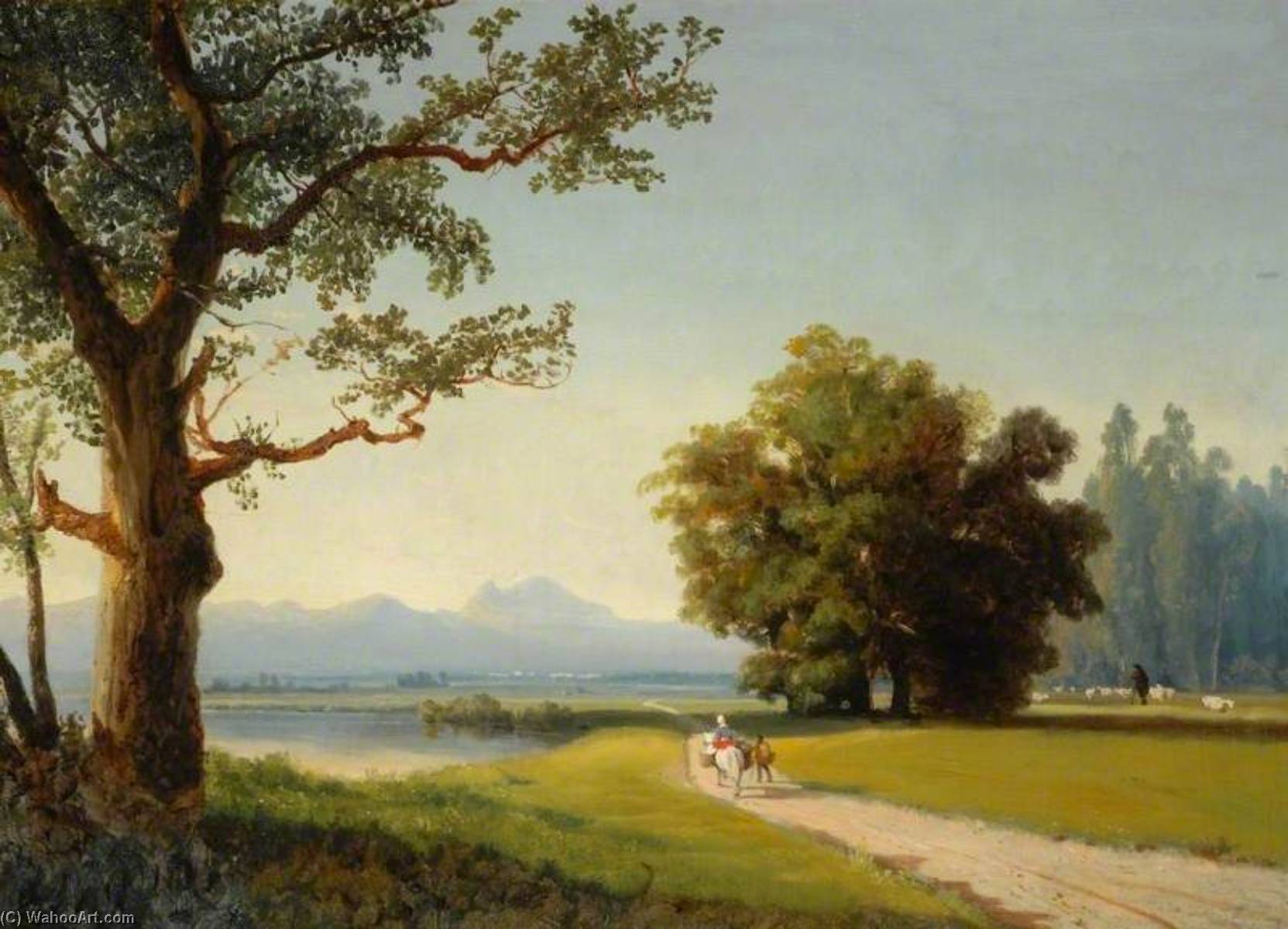 Buy Museum Art Reproductions Landscape with Trees, a Mountain in the Distance, 1874 by Joséphine Bowes (1825-1874) | ArtsDot.com