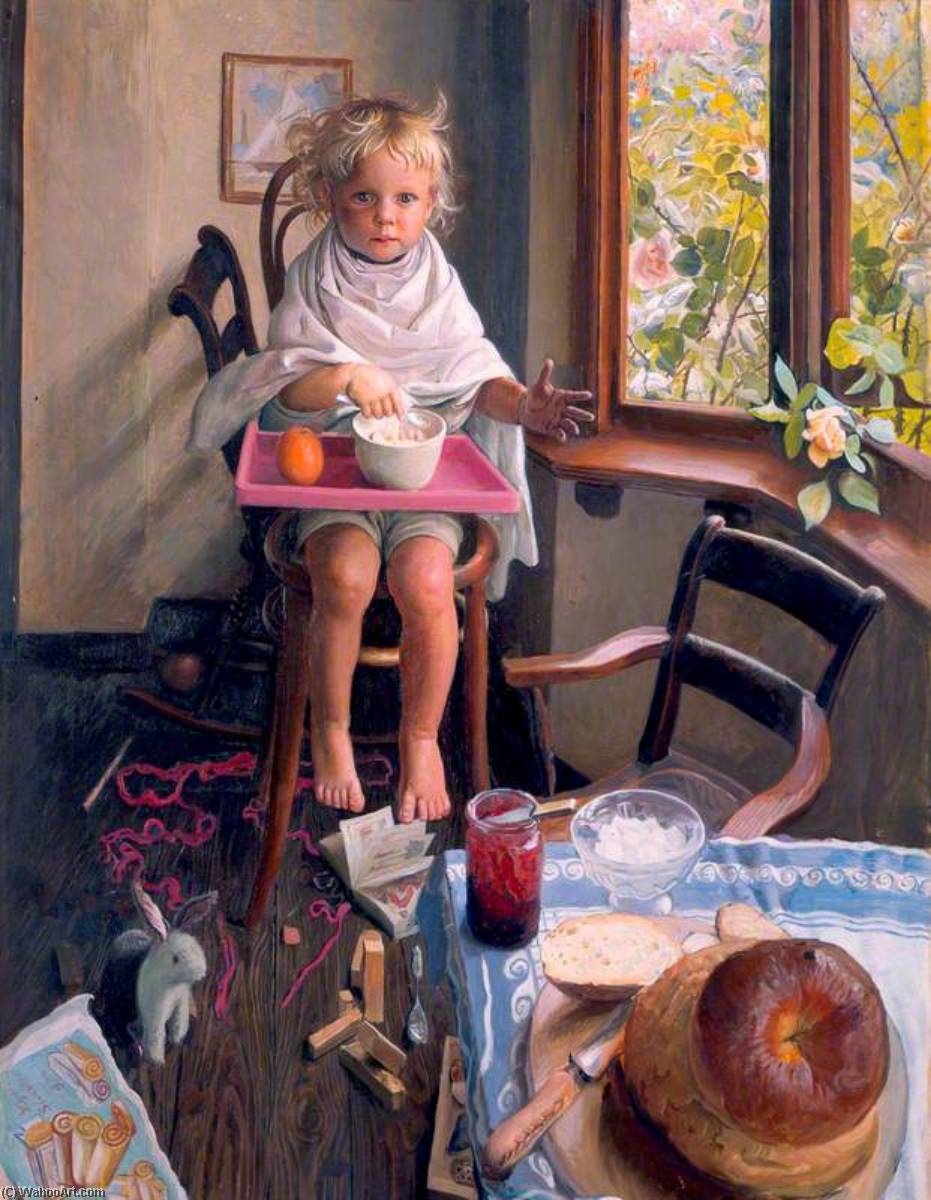 Order Oil Painting Replica Baby Ann`s Breakfast, 1933 by Mark Lancelot Symons (1887-1935) | ArtsDot.com