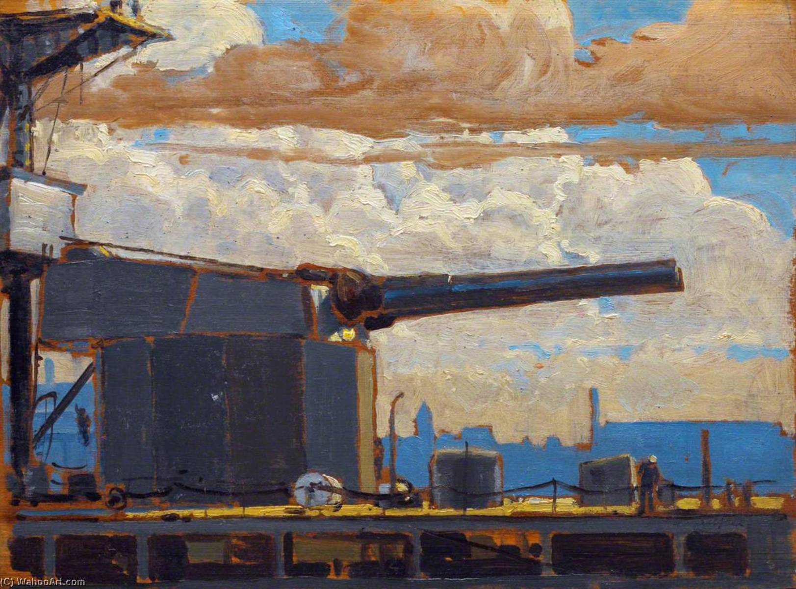 Order Paintings Reproductions A Monitor`s Turret, 1918 by Geoffrey Stephen Allfree (1889-1918) | ArtsDot.com