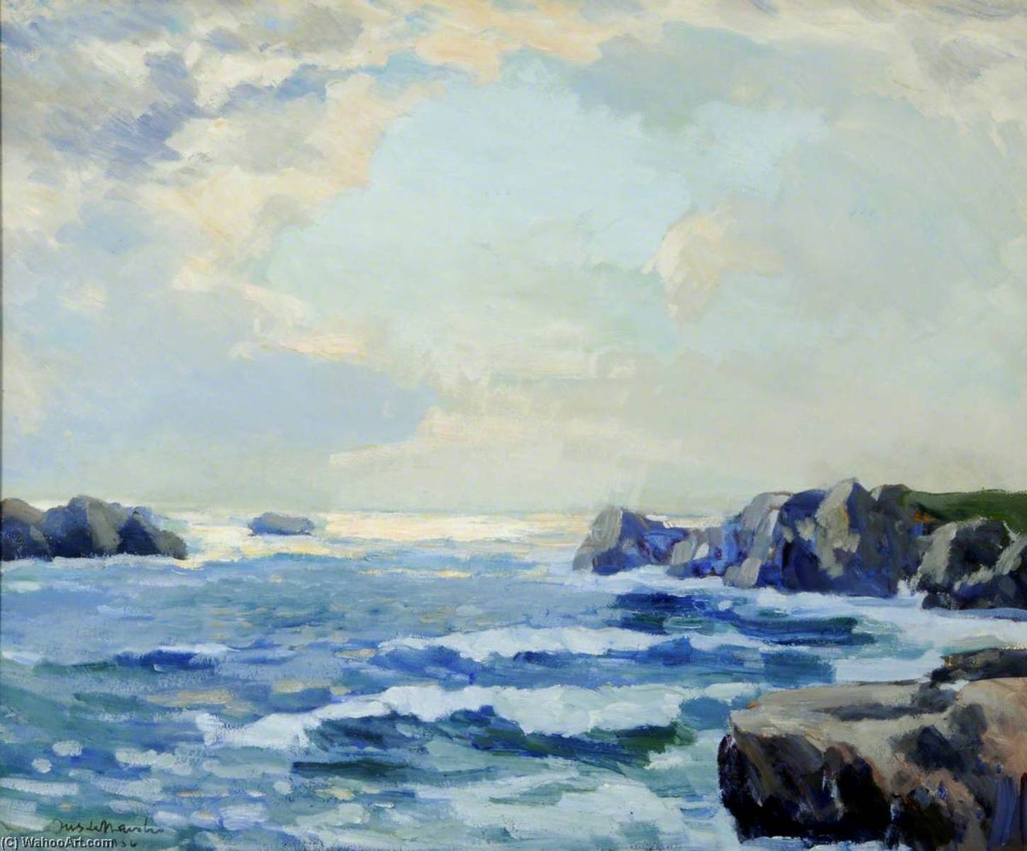 Order Paintings Reproductions Seascape and Rocks, 1936 by Francis William Synge Le Maistre (1859-1940) | ArtsDot.com