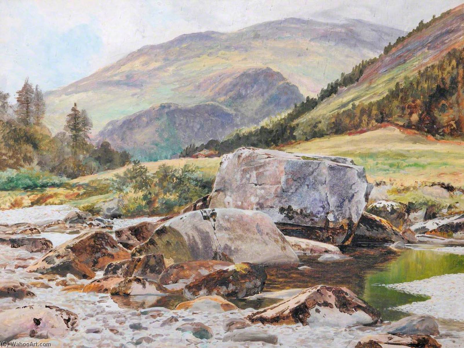 Buy Museum Art Reproductions Rocks on the Glaslyn River, 1883 by Frederick William Hayes (1848-1918) | ArtsDot.com