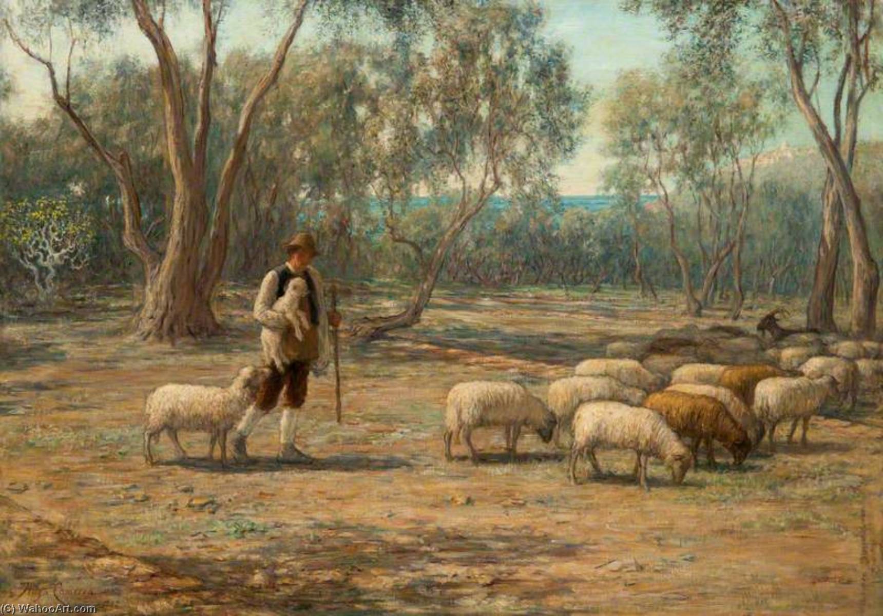 Order Oil Painting Replica Shepherd and Sheep, 1882 by Hugh Cameron Wilson (1885-1952) | ArtsDot.com