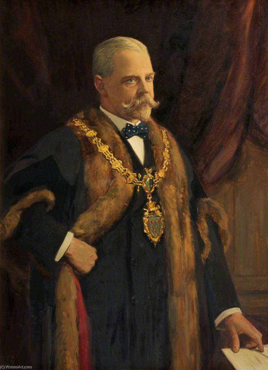 Order Oil Painting Replica Henry Roberts, Mayor of Warrington (1899–1901), 1900 by John Archibald Alexander Berrie (Inspired By) (1887-1962) | ArtsDot.com