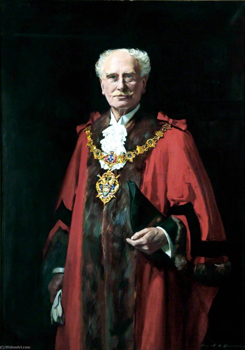 Order Oil Painting Replica Alderman Frank F. Scott, Mayor of Wallasey by John Archibald Alexander Berrie (Inspired By) (1887-1962) | ArtsDot.com