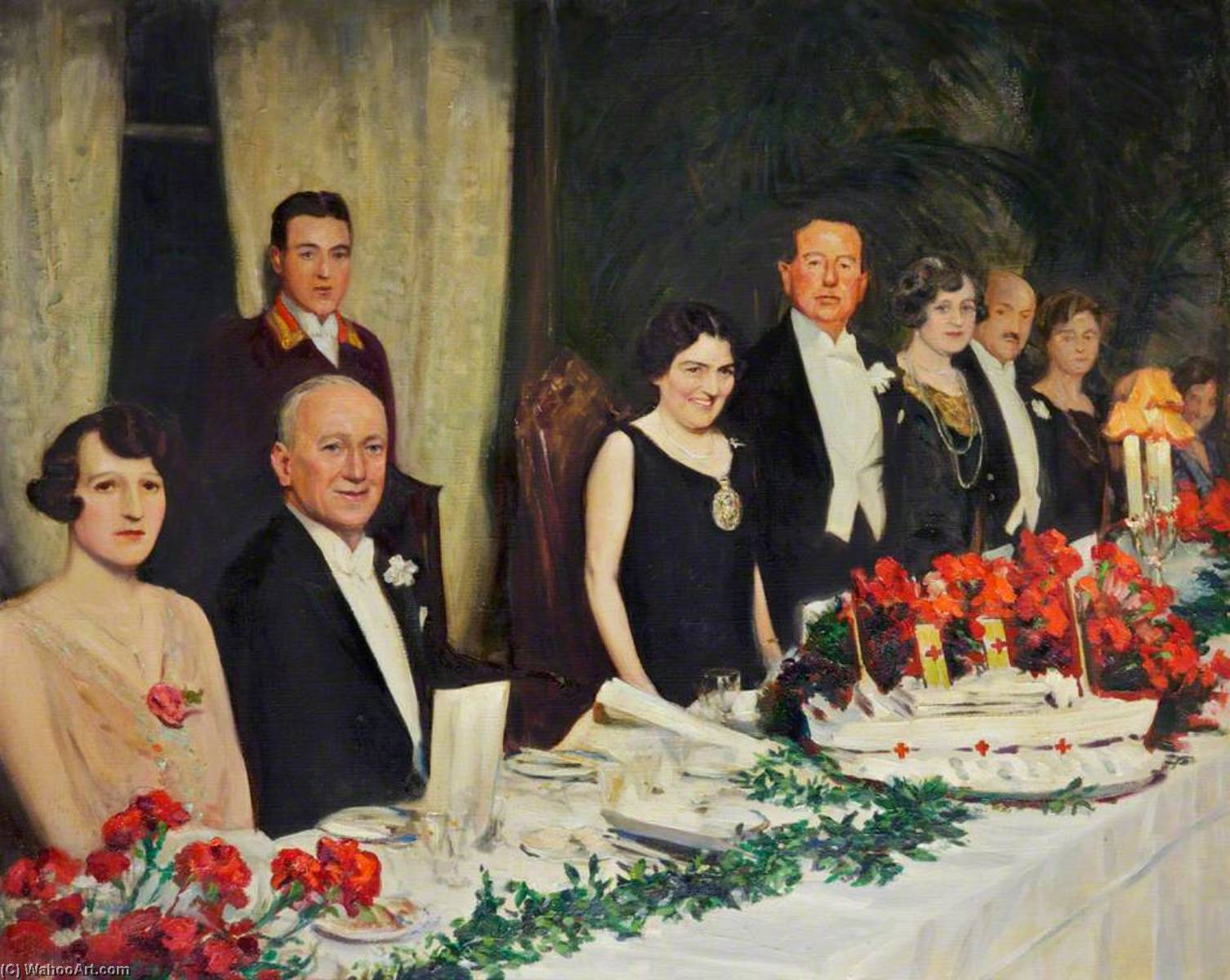 Ordinare Riproduzioni D'arte Margaret Beavan Parlando ad una cena di beneficenza nel 1927 di John Archibald Alexander Berrie (Ispirato da) (1887-1962) | ArtsDot.com