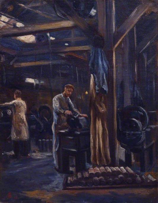 Order Art Reproductions Workers The Belgian Steel Factory, Goldhawk Road, W12, 1918 by Edgar Seligman (Inspired By) (1867-1958) | ArtsDot.com
