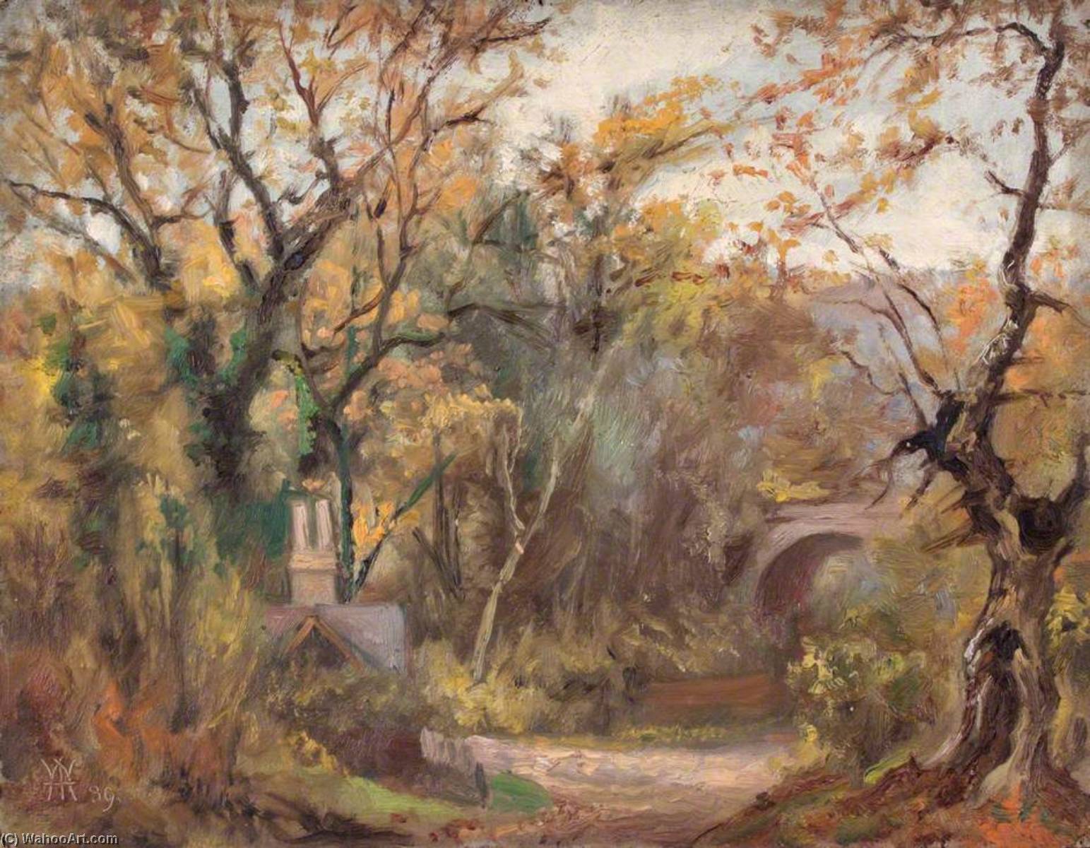 Order Oil Painting Replica Road to Purley Town, Surrey, 30 October 1889, 1889 by William Henry Hope (1835-1917) | ArtsDot.com