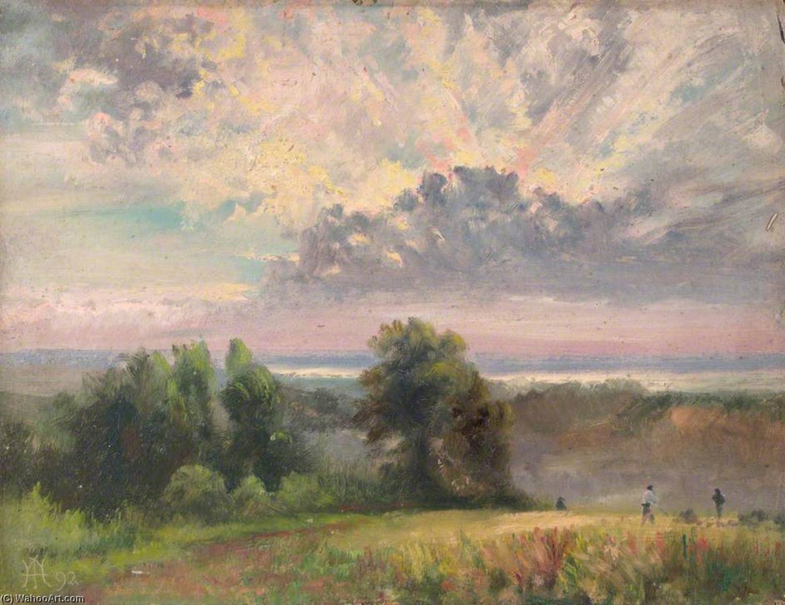 Order Oil Painting Replica From Croham Fields, Croydon, Surrey, Just before the First Thunderstorm, Tuesday 28 June 1892, 1892 by William Henry Hope (1835-1917) | ArtsDot.com