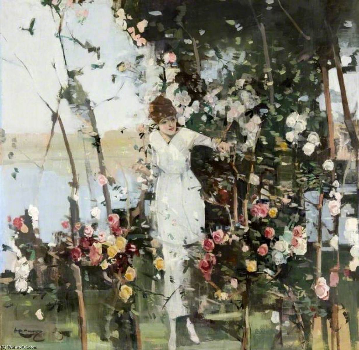 順序 手描き油絵 バラと私の朝の散歩, 1919 バイ Hugh Munro (1870-1916) | ArtsDot.com