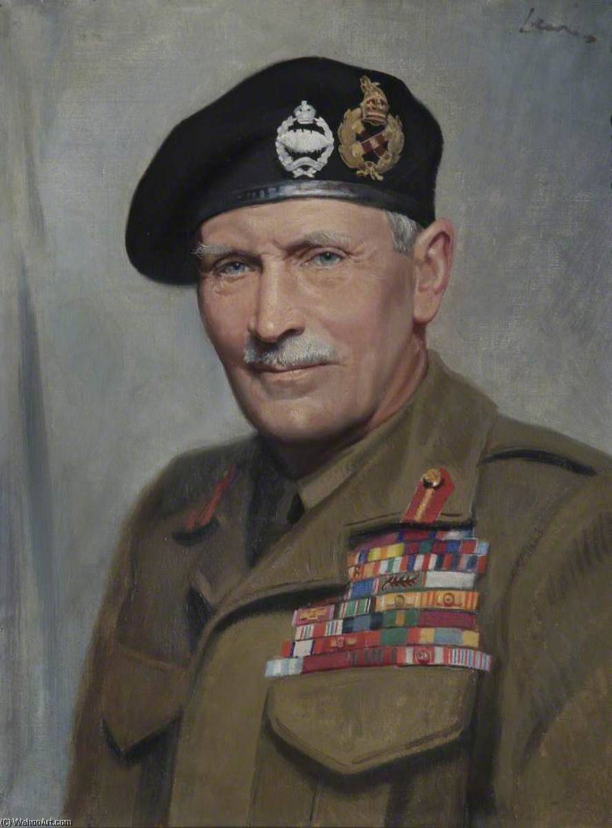 Order Paintings Reproductions Field Marshal Bernard Law Montgomery (1887–1976), 1st Viscount Montgomery of Alamein, GCB, DSO, 1946 by Reginald Henry Lewis (Inspired By) (1894-1973) | ArtsDot.com