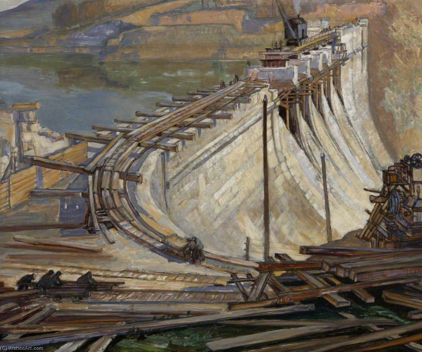 Order Art Reproductions Construction of Burrator Reservoir by Robert Borlase Smart (1881-1947) | ArtsDot.com