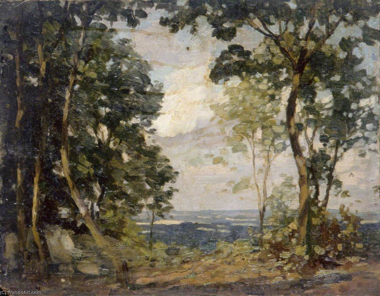 Order Oil Painting Replica Woodland Clearing Overlooking Lower Land, 1930 by Gunning King (1859-1940) | ArtsDot.com