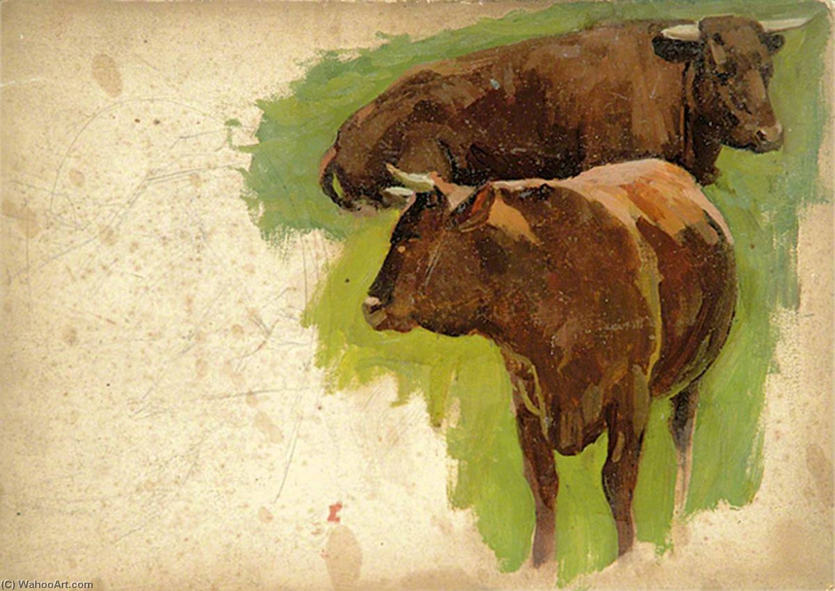 Order Oil Painting Replica Two Bulls by Gunning King (1859-1940) | ArtsDot.com