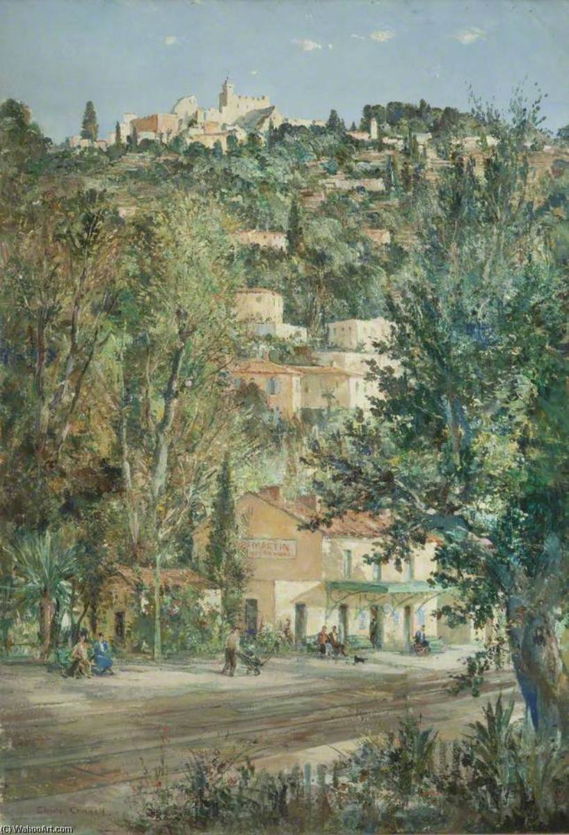 Order Oil Painting Replica Rocquebrune Cap Martin Station by Charles Ernest Cundall (Inspired By) (1890-1971) | ArtsDot.com