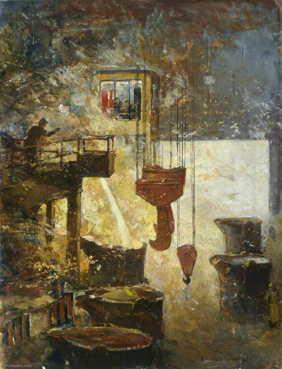 Order Artwork Replica Furnace Smelting at a Steelworks by Charles Ernest Cundall (Inspired By) (1890-1971) | ArtsDot.com