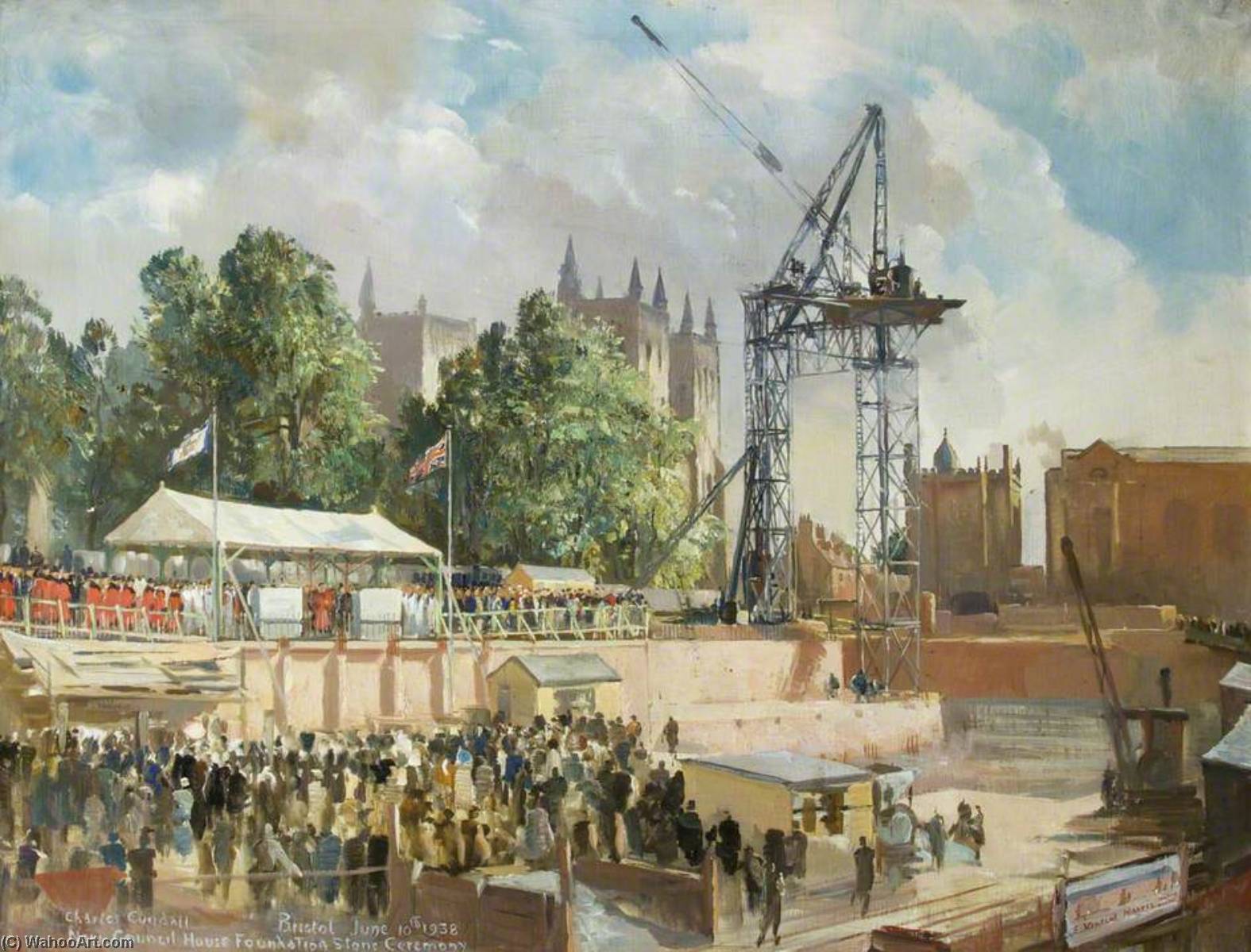 Order Oil Painting Replica New Council House Foundation Stone Ceremony, 10th June 1938 by Charles Ernest Cundall (Inspired By) (1890-1971) | ArtsDot.com