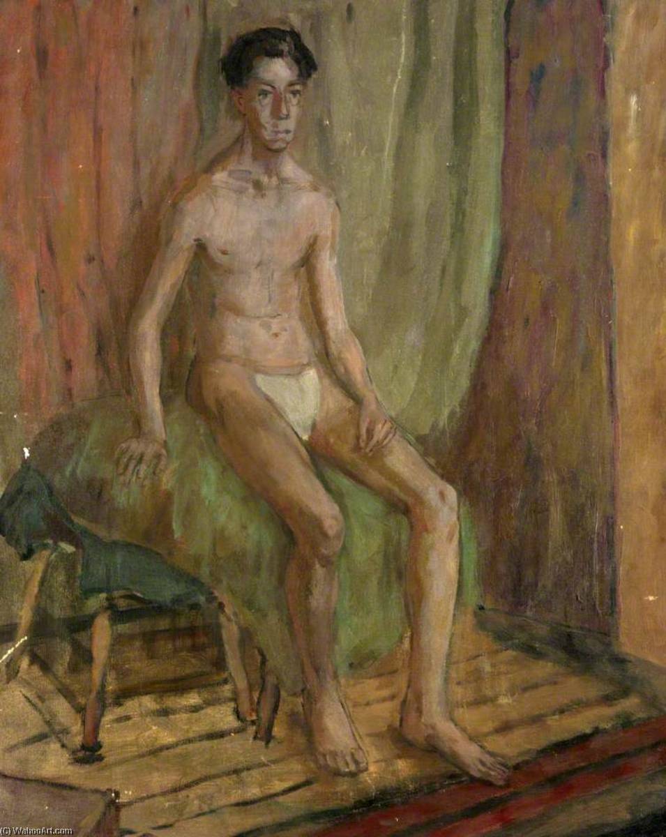 Male Nude Seated, 1949 by Alastair Frederick Flattely (1922-2009) Alastair Frederick Flattely | ArtsDot.com