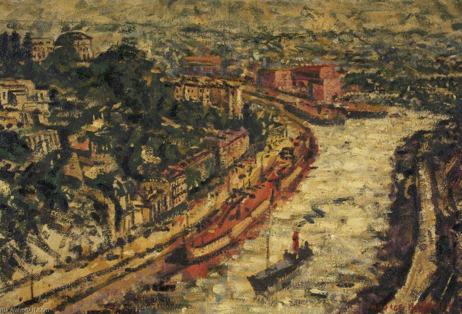 Order Paintings Reproductions View of Bristol from the Suspension Bridge, 1945 by George Melhuish (Inspired By) (1916-1985) | ArtsDot.com