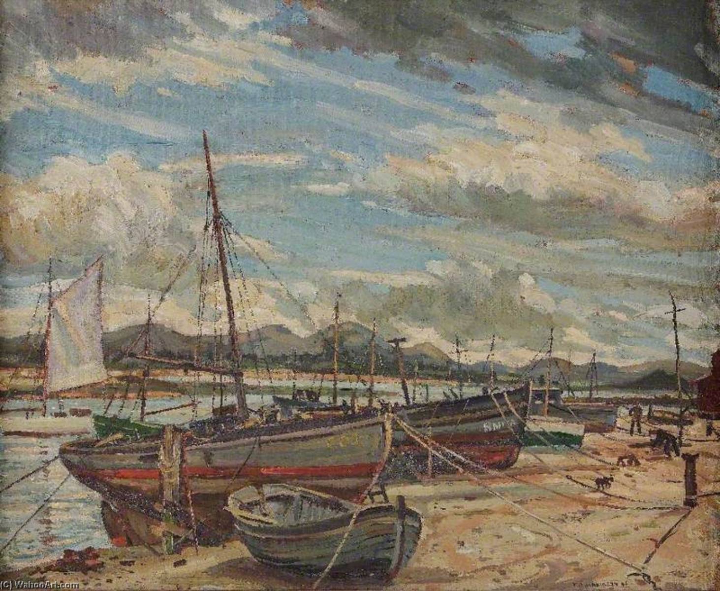 Order Oil Painting Replica Fishing Boats, 1946 by Trevor Makinson (Inspired By) (1926-1992) | ArtsDot.com
