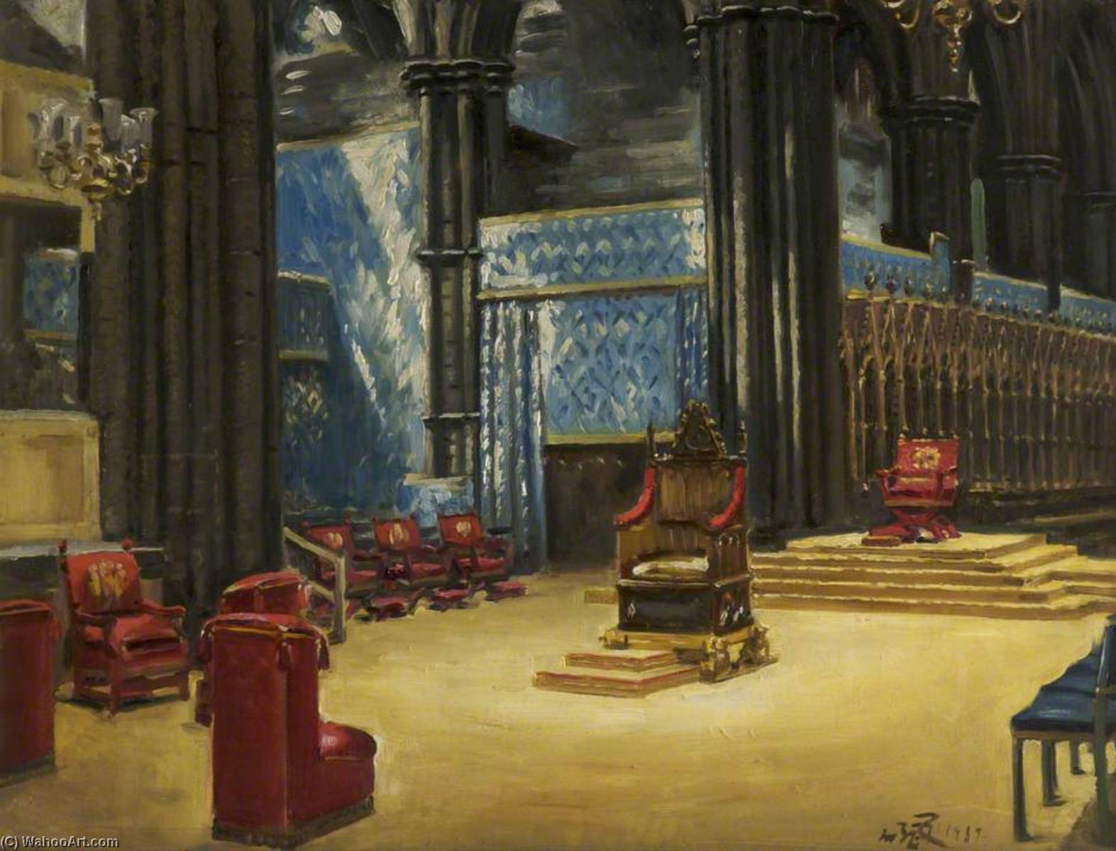 Order Artwork Replica Interior of Westminster Abbey, Arranged for the Coronation, 1937, 1937 by William Bruce Ellis Ranken (1881-1941) | ArtsDot.com