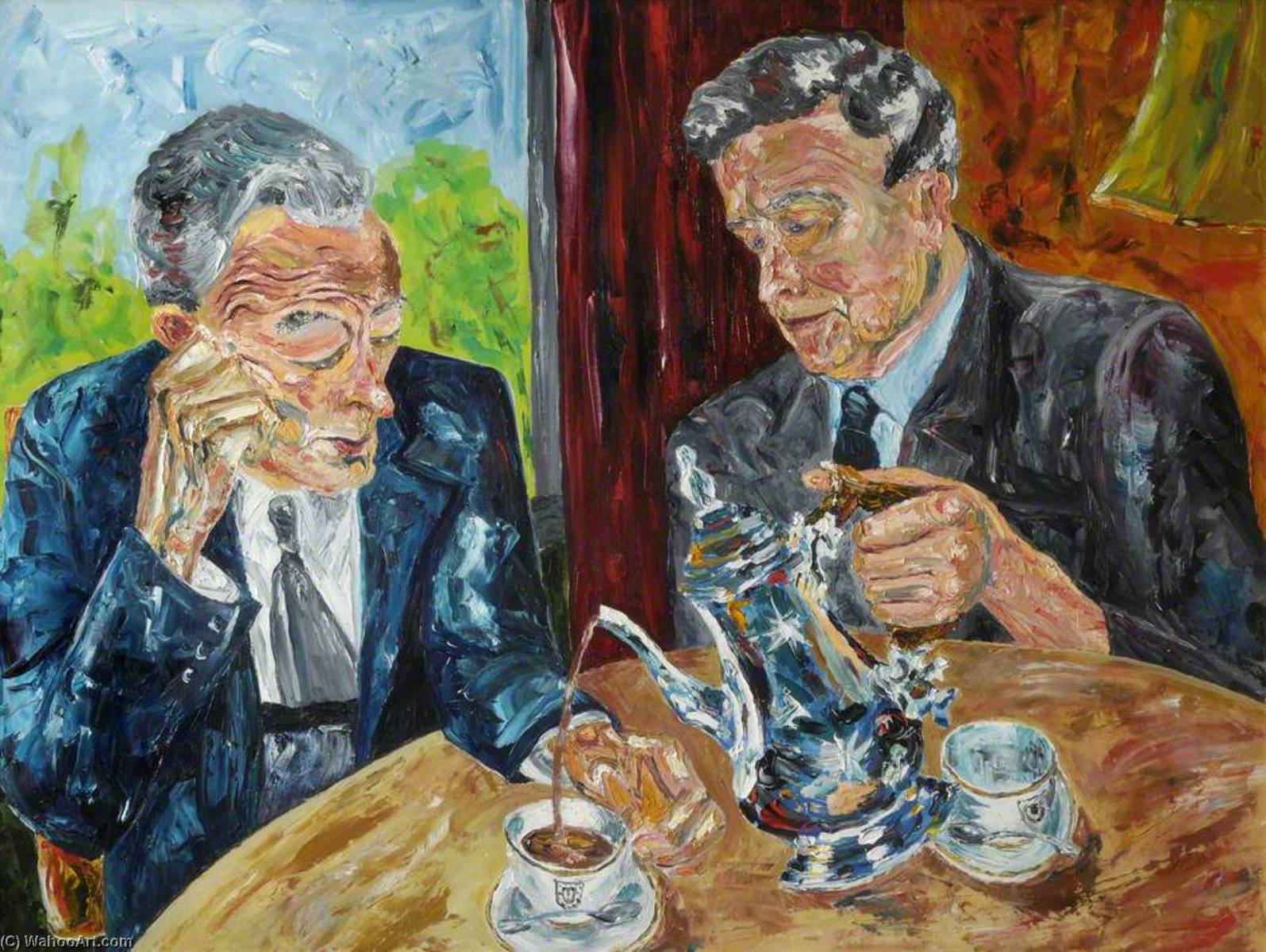 Mr Sloots and Mr Wright Having Tea by Roy Yorke Calne Roy Yorke Calne | ArtsDot.com