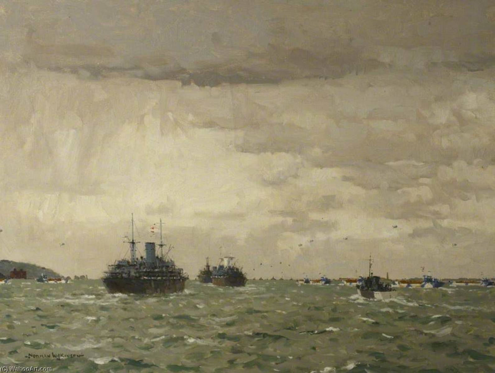Buy Museum Art Reproductions Leaving Base on `D` Day, 6 June 1944 by Norman Wilkinson (Inspired By) (1878-1971) | ArtsDot.com