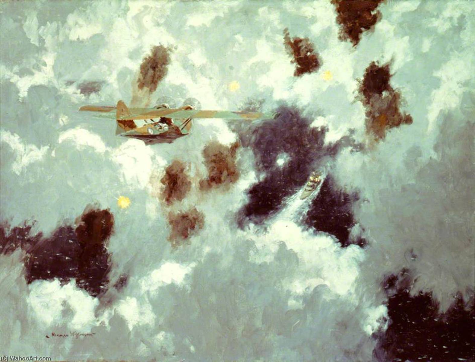 Buy Museum Art Reproductions A Catalina Flying Boat Sighting the `Bismarck`, 20 May 1941 by Norman Wilkinson (Inspired By) (1878-1971) | ArtsDot.com