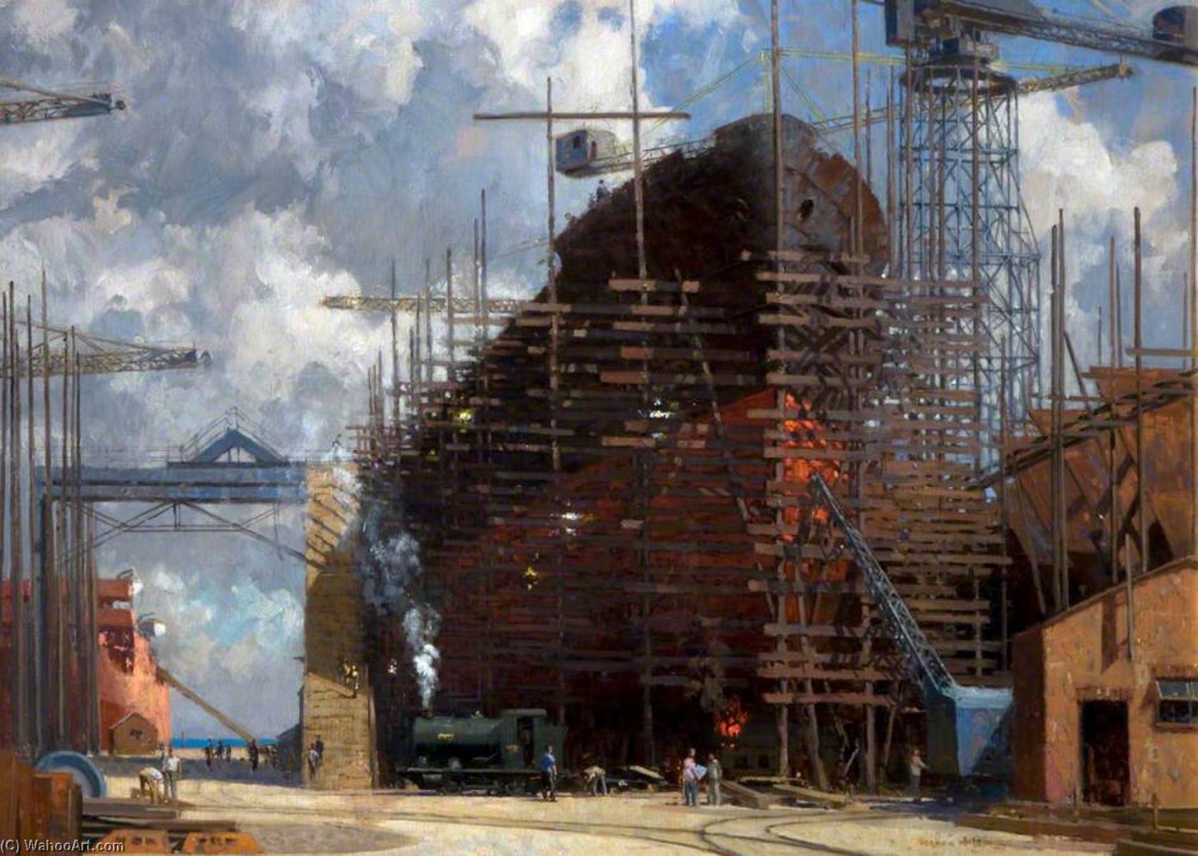 Buy Museum Art Reproductions Shipbuilding by Norman Wilkinson (Inspired By) (1878-1971) | ArtsDot.com