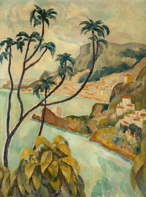 Order Oil Painting Replica Roquebrune and Monte Carlo from Palm Beach, 1915 by Roger Eliot Fry (1866-1934) | ArtsDot.com