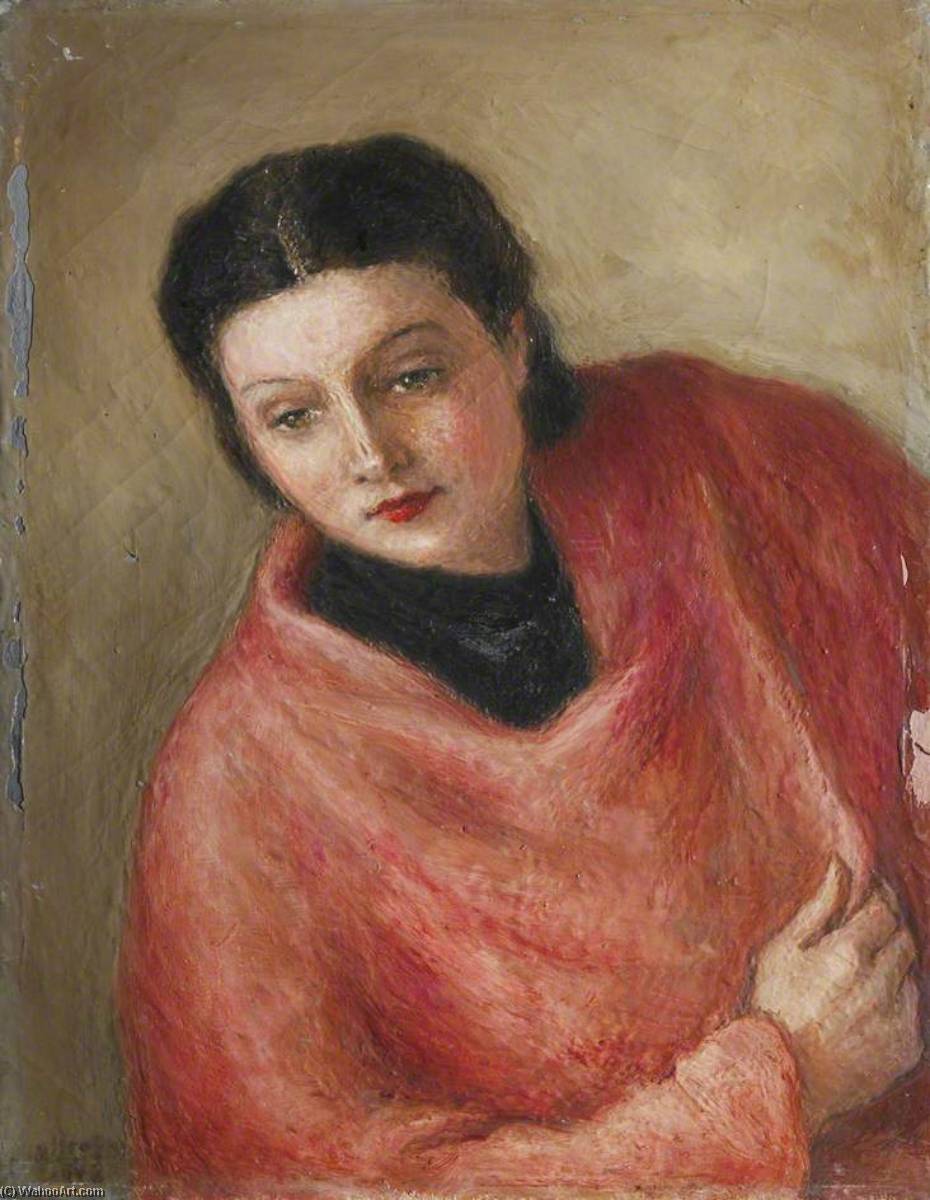 Buy Museum Art Reproductions Portrait of a Lady in a Red Tunic Leaning Forward by Georges Van Houten (Inspired By) (1888-1964) | ArtsDot.com