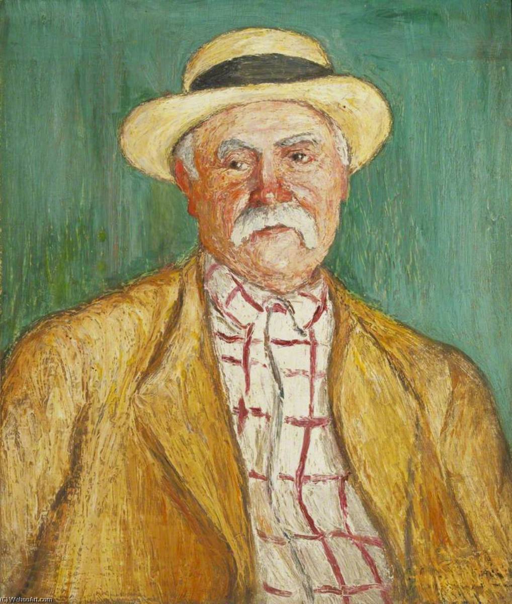 Order Art Reproductions Portrait of a Gentleman in a Straw Hat by Georges Van Houten (Inspired By) (1888-1964) | ArtsDot.com