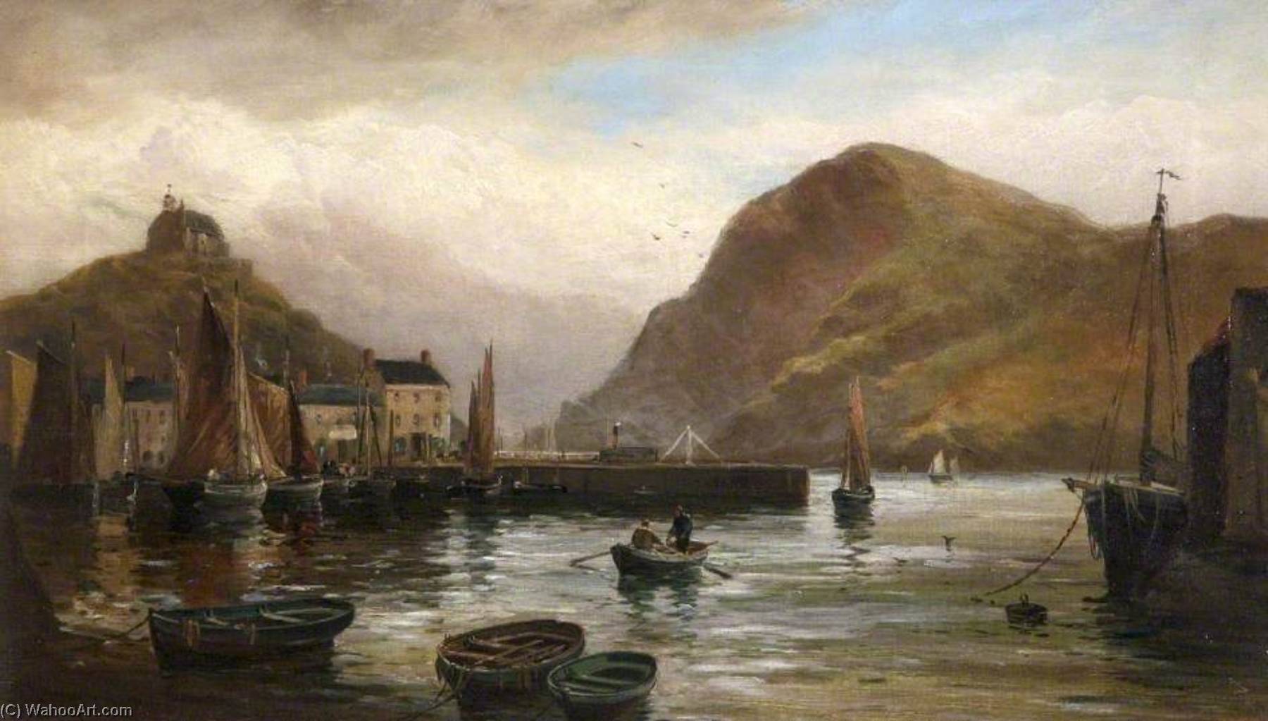 Order Oil Painting Replica The Quay, Ilfracombe, Devon by George Henry Jenkins (1843-1914) | ArtsDot.com