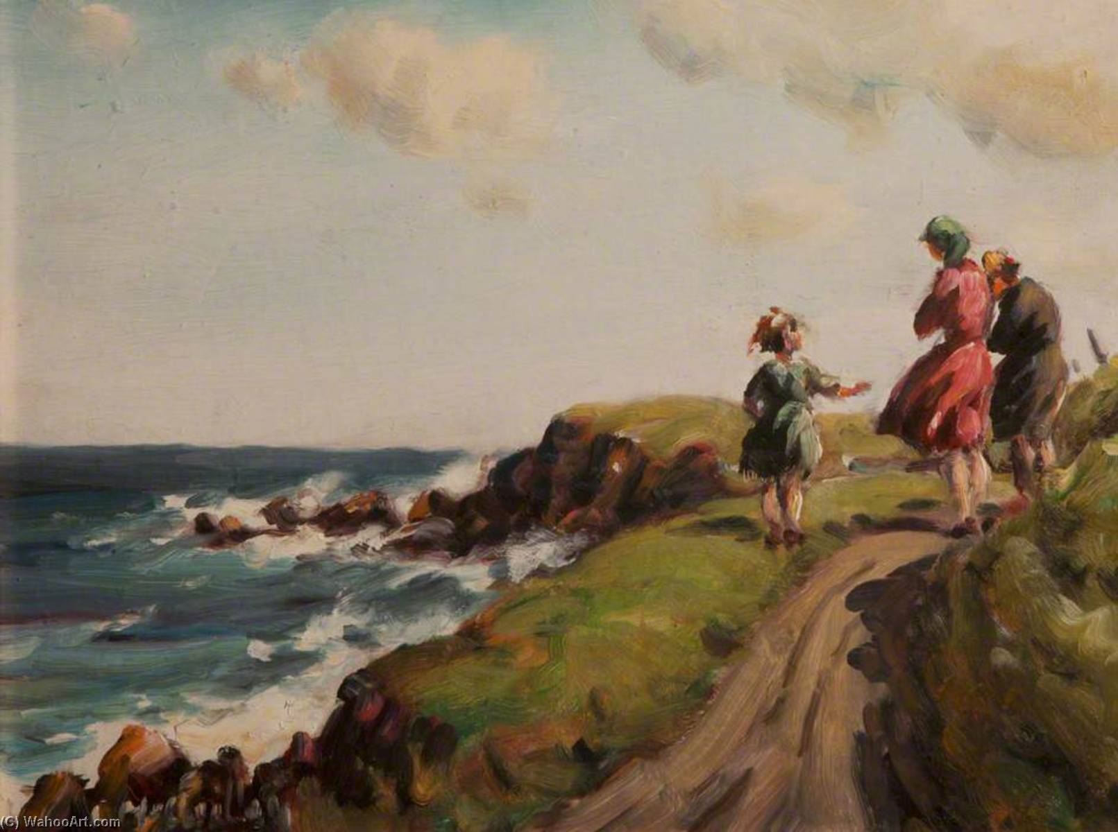 Three Figures on Headland by Charles J Mcauley (1910-1999) Charles J Mcauley | ArtsDot.com